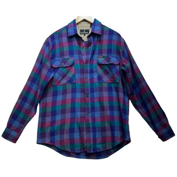 Royal Robbins Men's Wool Flannel Shirt Button Up Size L Plaid Blue Long Sleeve - Picture 1 of 11